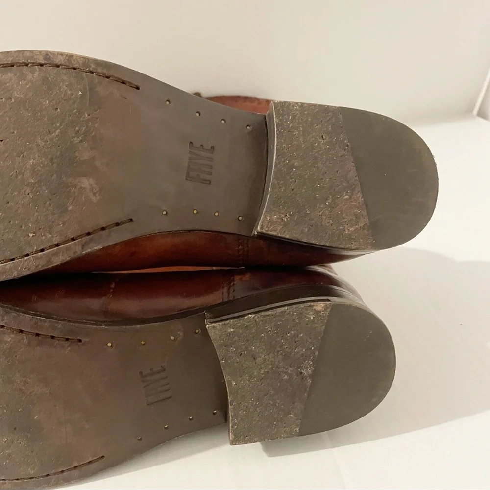 Frye Melissa Whip Tall Pull On Boots Size 9.5 Distressed Brown Leather Riding - Picture 12 of 16
